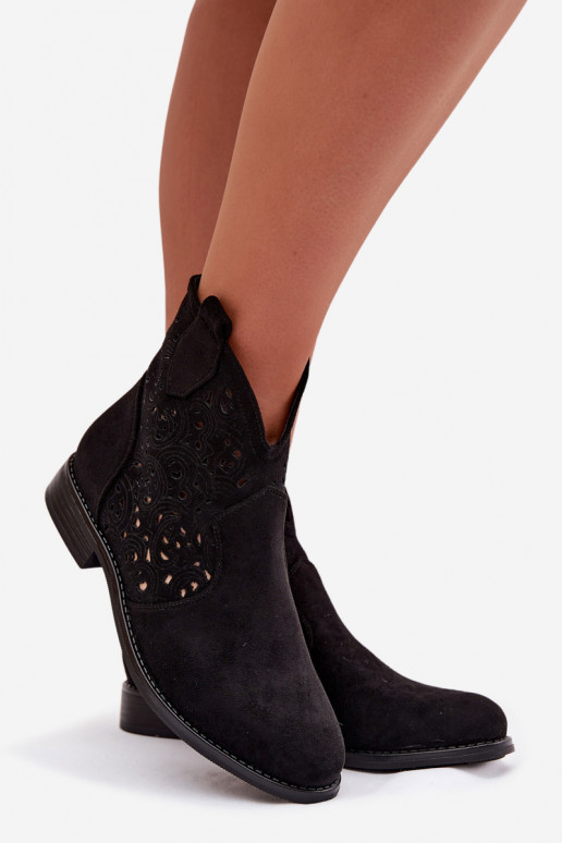 Botines de mujer con tacones anchos color negro S.Barski HY61-8026