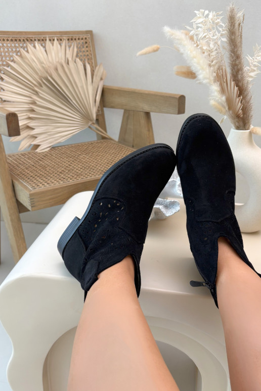 Botines de mujer con tacones anchos color negro S.Barski HY61-8026