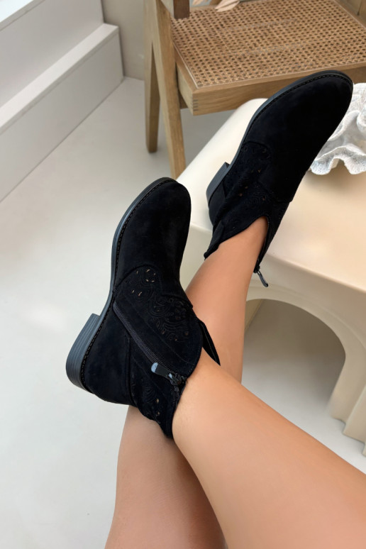 Botines de mujer con tacones anchos color negro S.Barski HY61-8026