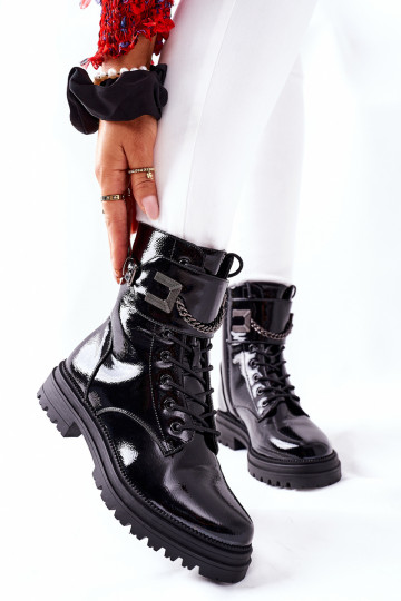 Femenino calentamiento botines de trabajo de color negro Vanquish