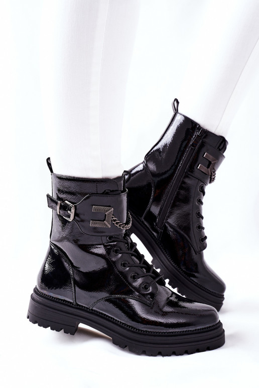 Femenino calentamiento botines de trabajo de color negro Vanquish