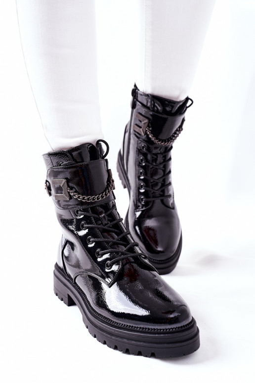 Femenino calentamiento botines de trabajo de color negro Vanquish