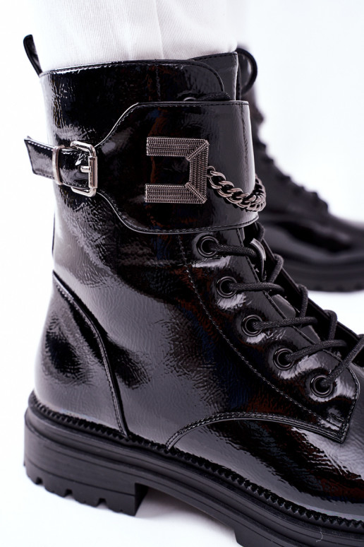 Femenino calentamiento botines de trabajo de color negro Vanquish