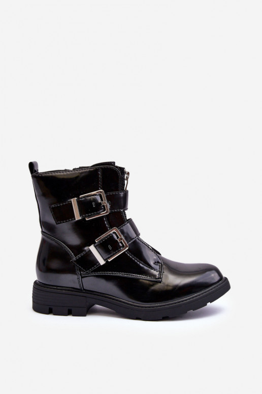 Femenino calentamiento Botas con tacones anchos con cremalleras de color negro Joshie