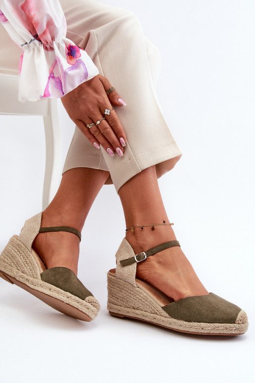 de gamuza sandalias alpargatas con una plataforma color verde Cammer