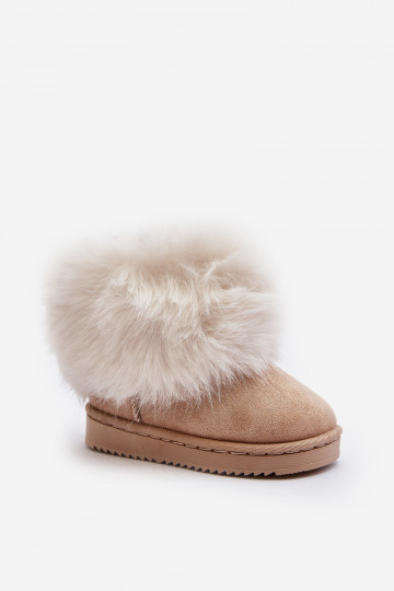 Botas de invierno cálidas para niños. con un abrigo de piel beige Nohie