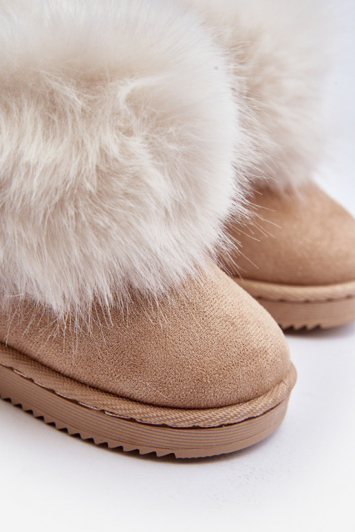 Botas de invierno cálidas para niños. con un abrigo de piel beige Nohie