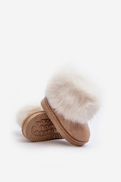 Botas de invierno cálidas para niños. con un abrigo de piel beige Nohie