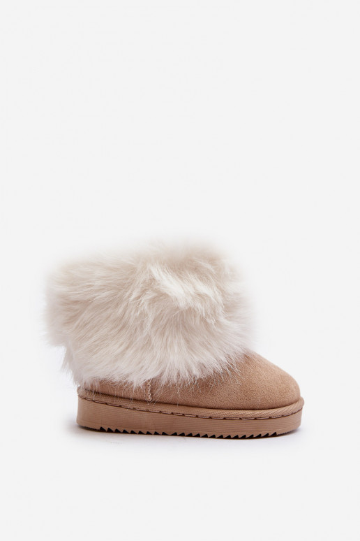 Botas de invierno cálidas para niños. con un abrigo de piel beige Nohie