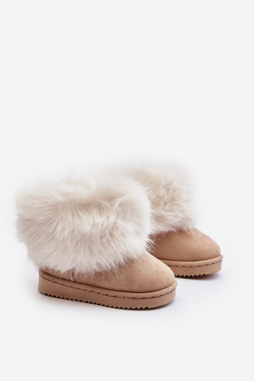 Botas de invierno cálidas para niños. con un abrigo de piel beige Nohie