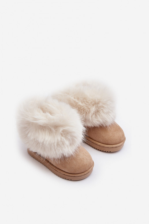 Botas de invierno cálidas para niños. con un abrigo de piel beige Nohie