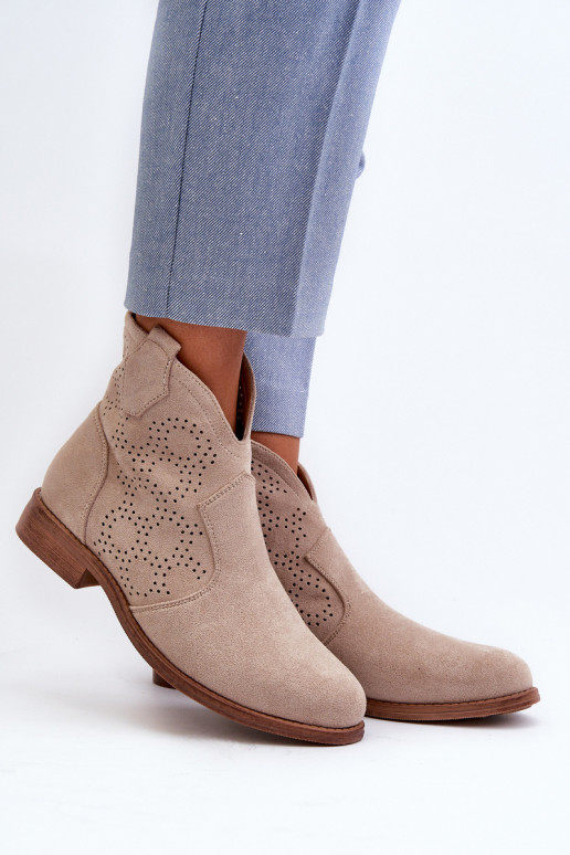 Botas caladas Femenino con tacones anchos color marfil S.Barski HY66-151