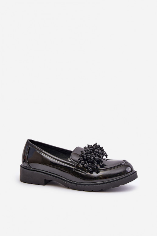 Femenino Mocasines con efecto barniz S.Barski HY369A de color negro