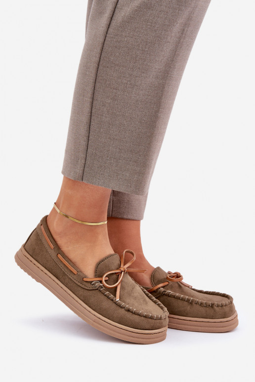 mocasines de mujer Sobre suela plana de color caqui Timannie