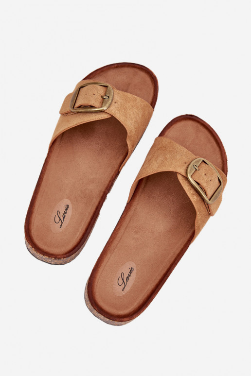 zapatillas de mujer con hebillas con una plataforma color marrón Zavira