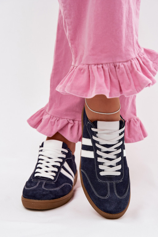 Zazoo N1068 de gamuza Bajo Zapatillas modelo zapatos. Femenino azul oscuro