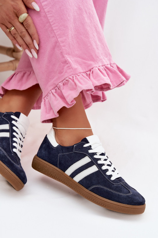 Zazoo N1068 de gamuza Bajo Zapatillas modelo zapatos. Femenino azul oscuro