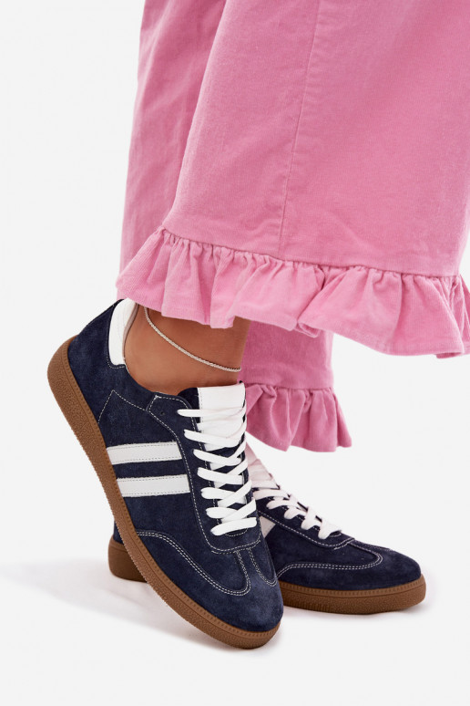 Zazoo N1068 de gamuza Bajo Zapatillas modelo zapatos. Femenino azul oscuro