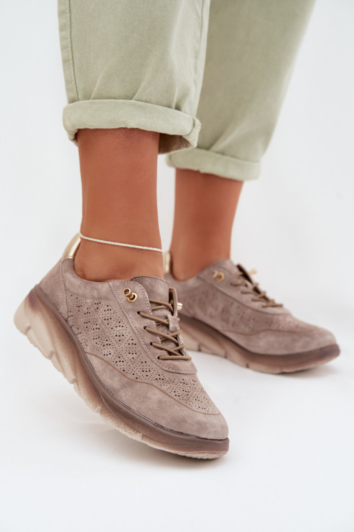 Piel Zapatillas modelo zapatos. Femenino con elementos calados Sergio Leone SP-002 color gris