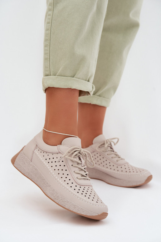 Piel zapatos Zapatillas modelo zapatos. Femenino con elementos calados Sergio Leone SP-013 color gris