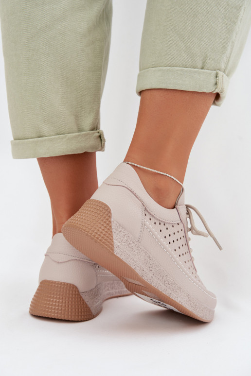 Piel zapatos Zapatillas modelo zapatos. Femenino con elementos calados Sergio Leone SP-013 color gris