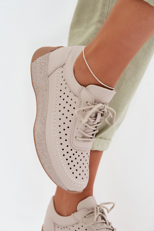 Piel zapatos Zapatillas modelo zapatos. Femenino con elementos calados Sergio Leone SP-013 color gris