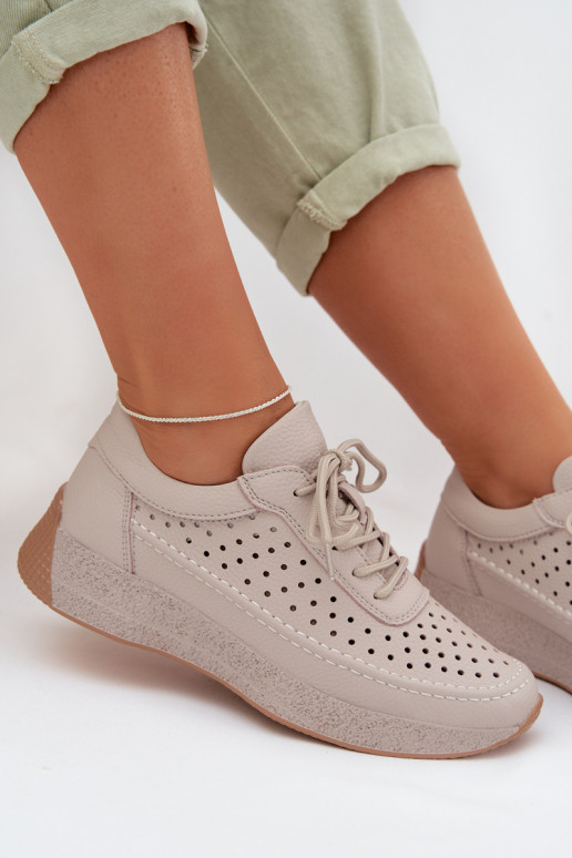 Piel zapatos Zapatillas modelo zapatos. Femenino con elementos calados Sergio Leone SP-013 color gris