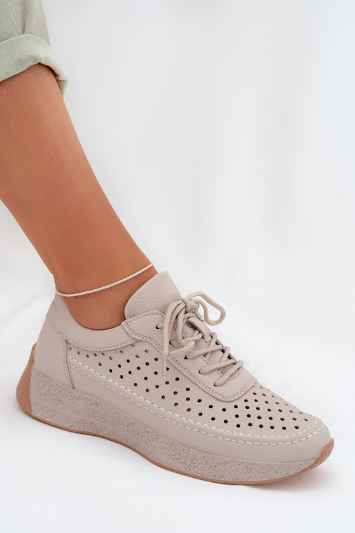 Piel zapatos Zapatillas modelo zapatos. Femenino con elementos calados Sergio Leone SP-013 color gris