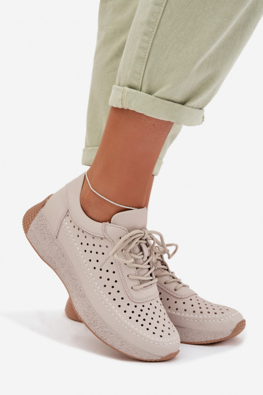 Piel zapatos Zapatillas modelo zapatos. Femenino con elementos calados Sergio Leone SP-013 color gris