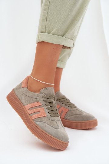 Zapatillas deportivas de mujer de ante natural color verde Delyssia