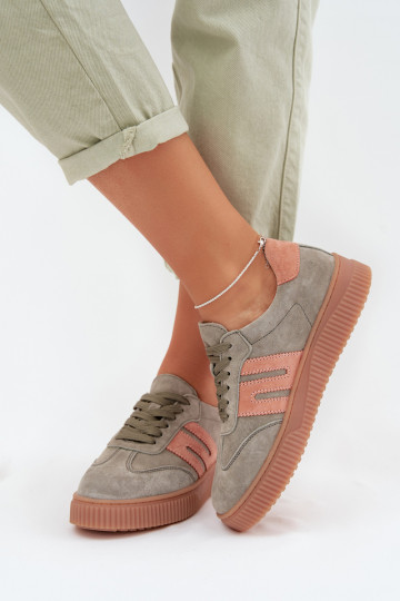 Zapatillas deportivas de mujer de ante natural color verde Delyssia 2