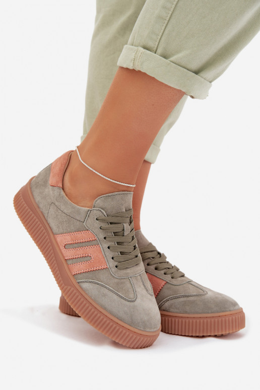 Zapatillas modelo zapatos. FemeninoActivadoturalnego de gamuzau color verde Delyssia