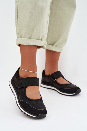 Zapatillas deportivas de mujer con cierres adhesivos color negro Aveliette 2