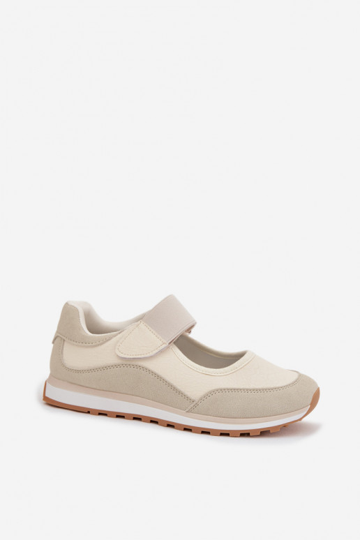 Zapatos estilo deportivo. Femenino con sujetadores adhesivos beige Aveliette
