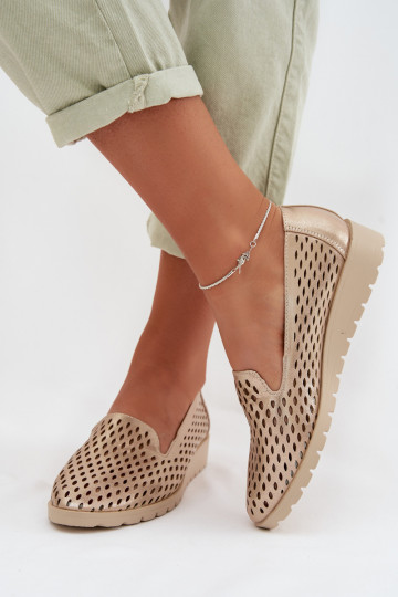 Zapatos de mujer con elementos calados color dorado Flariette 2