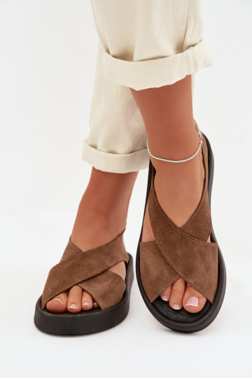 Sandalias de mujerActivadoturalnego de gamuzau Zazoo 3196 color marrón