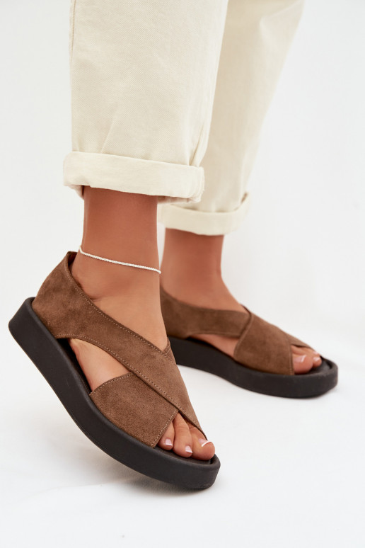 Sandalias de mujerActivadoturalnego de gamuzau Zazoo 3196 color marrón