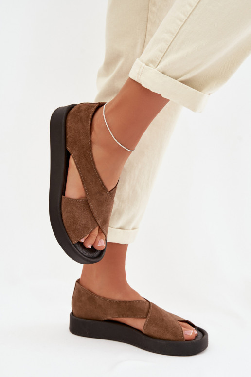 Sandalias de mujerActivadoturalnego de gamuzau Zazoo 3196 color marrón