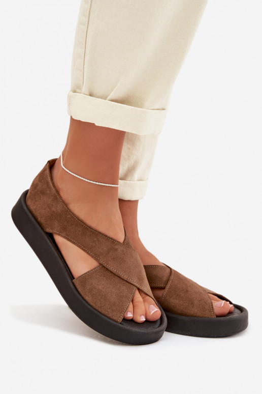 Sandalias de mujerActivadoturalnego de gamuzau Zazoo 3196 color marrón