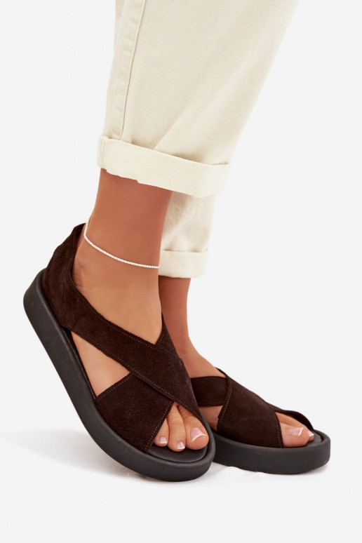 Sandalias de mujerActivadoturalnego de gamuzau Zazoo 3196 CzekoladoAe