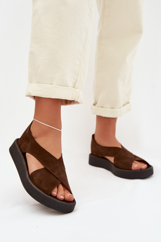 Sandalias de mujerActivadoturalnego de gamuzau Zazoo 3196 color marrón