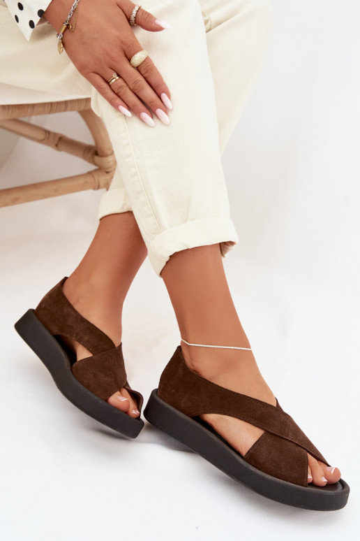 Sandalias de mujerActivadoturalnego de gamuzau Zazoo 3196 color marrón