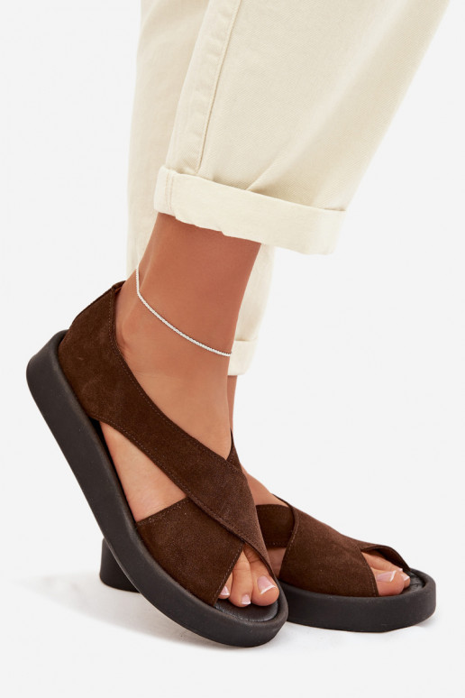 Sandalias de mujerActivadoturalnego de gamuzau Zazoo 3196 color marrón