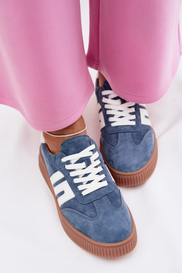 Zapatos deportivos azul para mujer de ante natural Delyssia