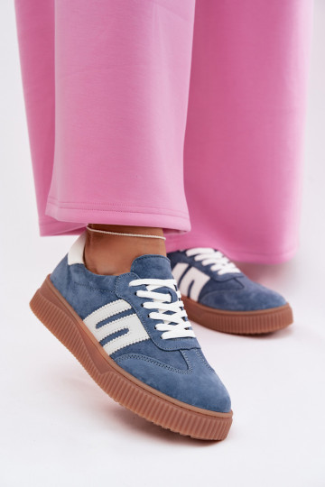 Zapatos deportivos azul para mujer de ante natural Delyssia 2