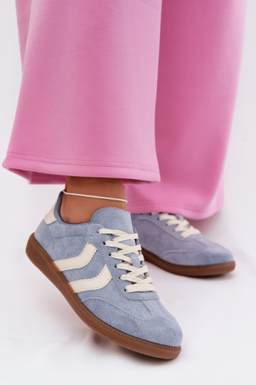 Zapatillas modelo zapatos. Femeninode gamuza ecológicau color azul Jesavella 2