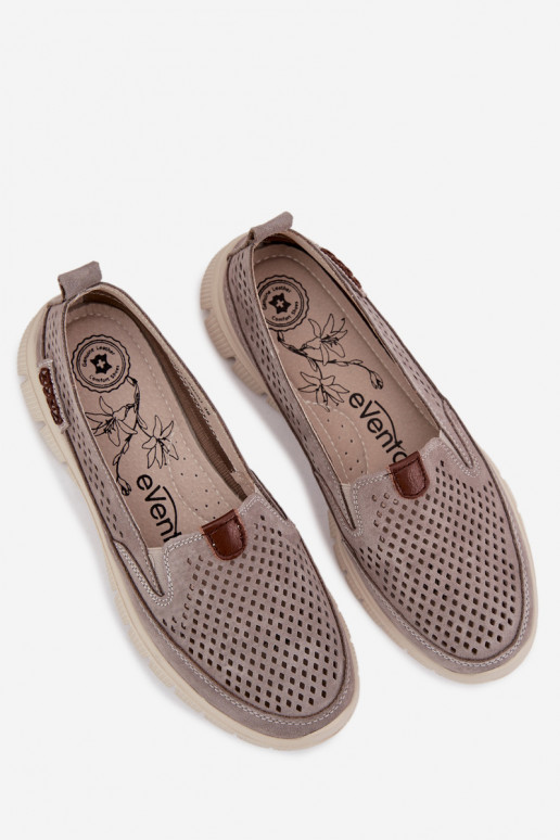 con elementos calados zapatosActivadoturalnego de gamuzau color gris Ravinette