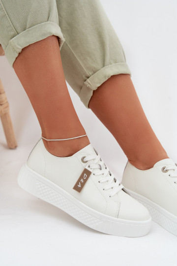 Zapatos deportivos blancos para mujer de piel natural D&A GR61-5591