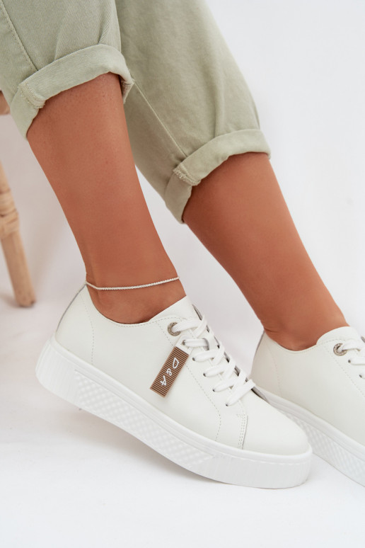 Zapatillas modelo zapatos. FemeninoActivadoturalnej Skóry D&A GR61-5591 el color blanco