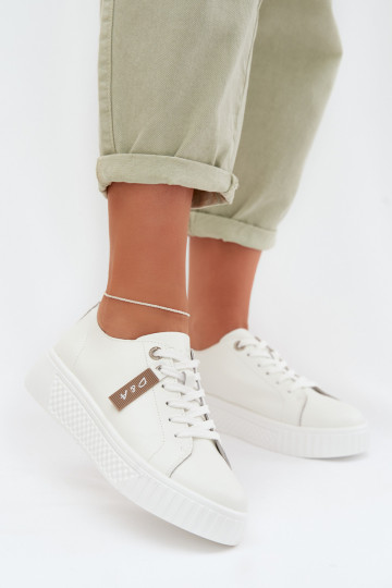 Zapatos deportivos blancos para mujer de piel natural D&A GR61-5591 2